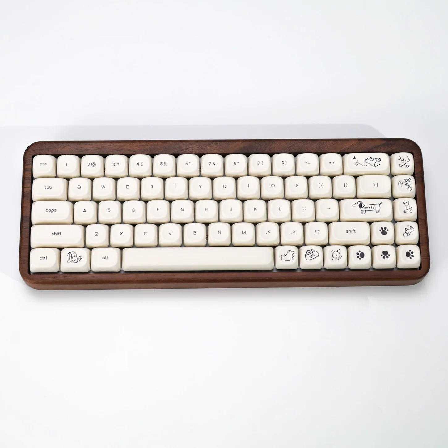 جرو، لطيف حليبي أبيض MOA Keycap PBT مجموعة Keycap الإبداعية، مخصصة للوحة المفاتيح الميكانيكية 60/84/98/108