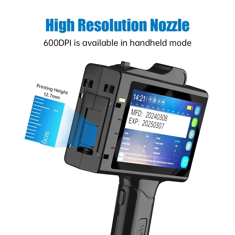 WILLITA 12.7mm Handheld Inkjet Printer Portable Label Printer 5 Inch Touch Screen for QR Code Barcode Date Logo on All Meterials view 5