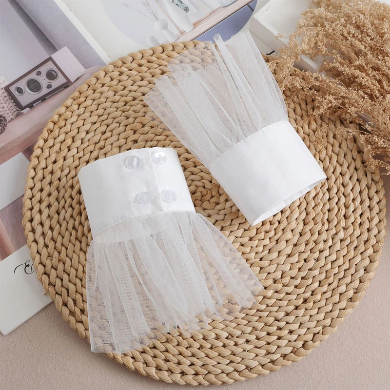 Picture background for Nail white tulle decorative fake sleeves Manicure photo shoot Nail decor props detachable puff mesh cuffs