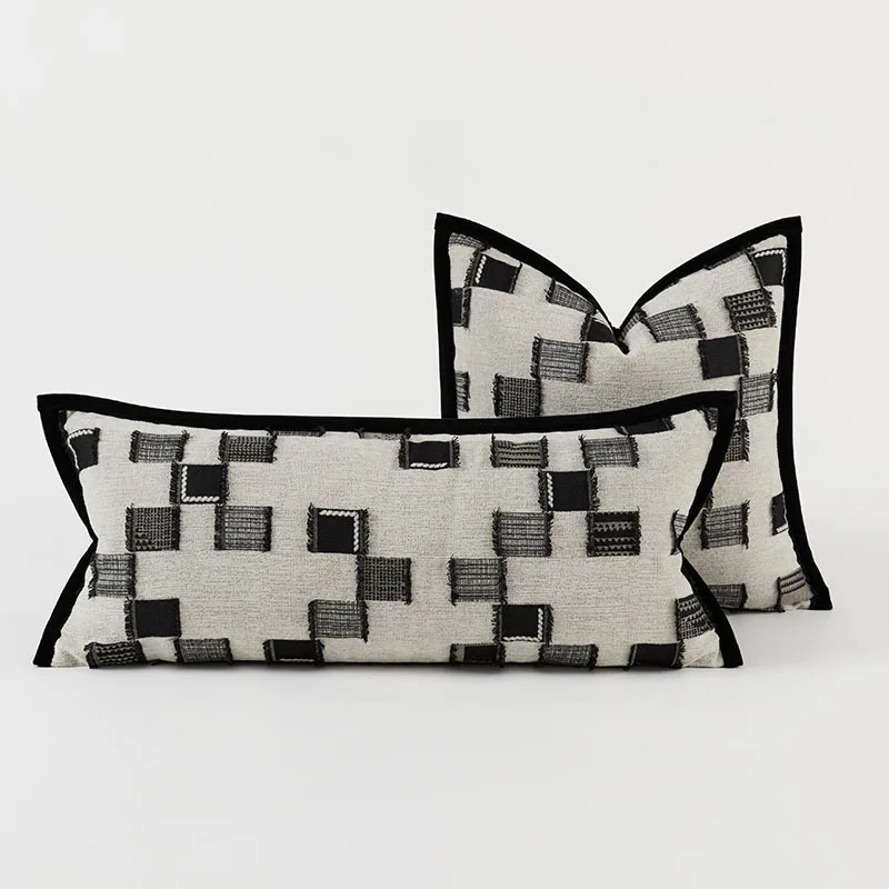 Classical White Black Check Pillows Retro Geometric Cushion Case Modern Decorative Pillow Cover For Sofa Chair Home Decorations