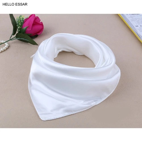 Imagen 2 del producto Cuatro Estaciones nuevo Color sólido bufanda de seda para mujer moda azafata de aerolínea ocupación 60X60cm pequeño Kerchief fiesta regalo f1044