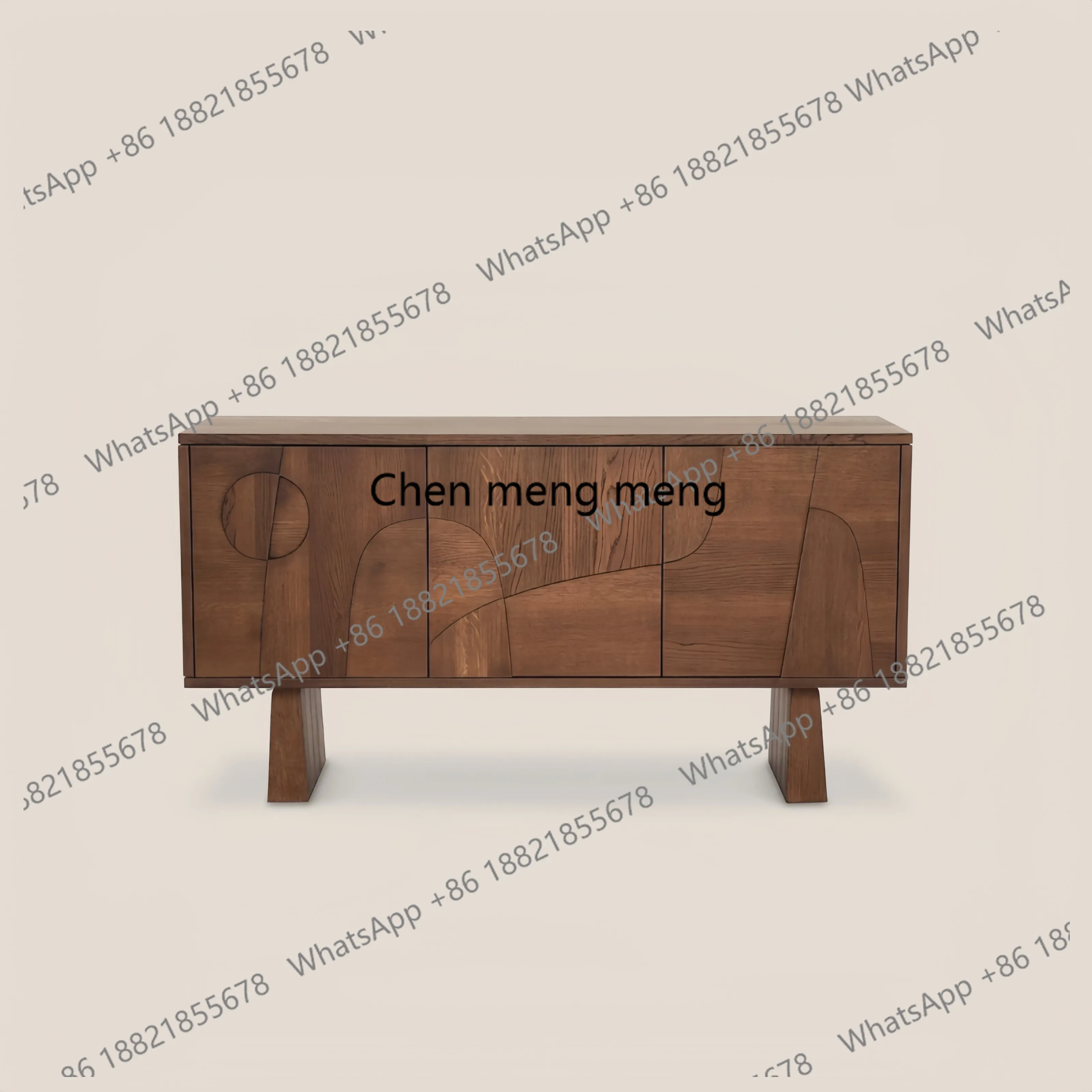 

Retro style solid wood dining side cabinet, household living room locker, simple small apartment geometric side cabinet