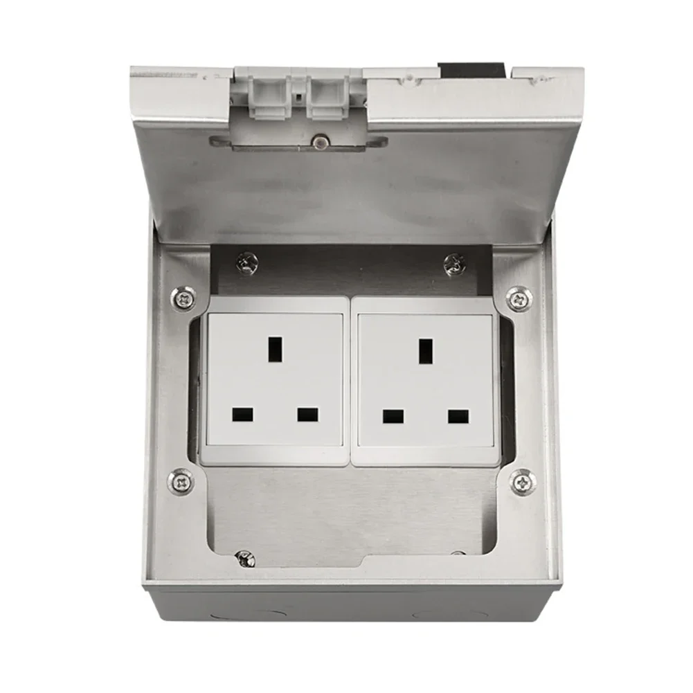 Waterproof Embedded Socket Box with Stainless Steel Panel Perfect for Concealed Power Access in Various Environments