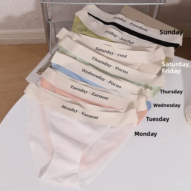

Seamless Ice Silk Women's Underwear Breathable Mid-Waist Briefs Lingerie Pure Color Home Comfort Women's Panties