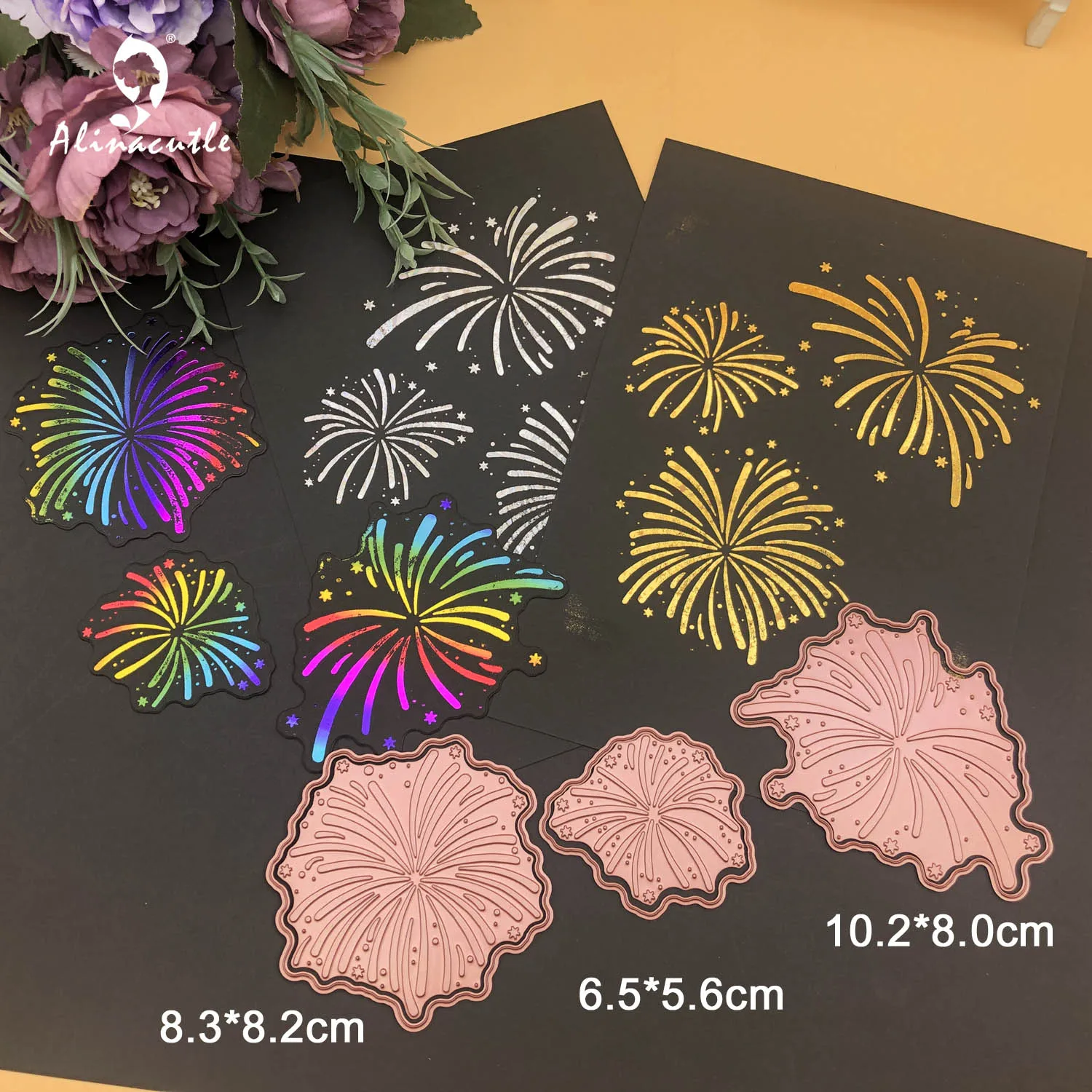 Alinacutle Big Foil Stamping Dies Cut 3pc Fireworks Paper Craft Card Template Scrapbook Handmade Craft Art Cut Dies