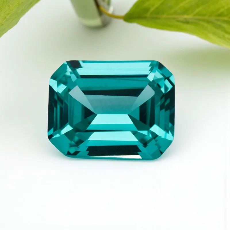 

Lab Grown Sapphire Paraiba Emerald Cut VVS1 Gemstone for Charms DIY for Jewelry Making Materials Selectable Certificate