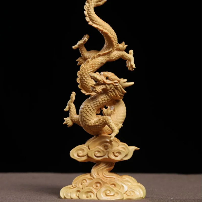 Ручная резная самшитовая дракон зодиака орнамент китайская деревянная скульптура домашний декор искусство