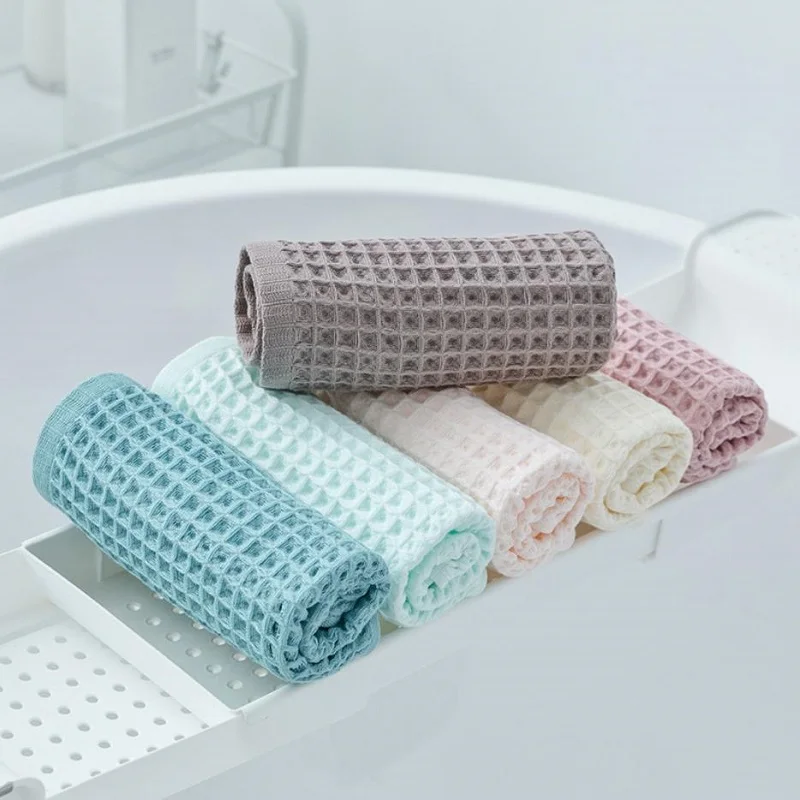 2pcs High Quality Cotton Hand Towels Plaid Hand Towel Face Care Magic Bathroom Sport Household Non-disposable Towel