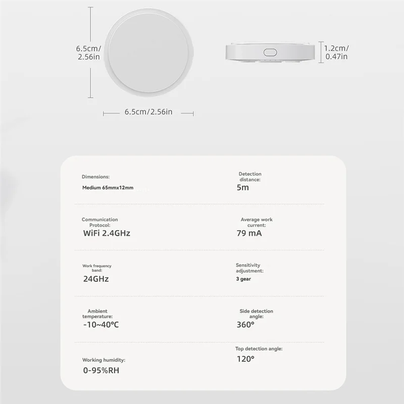 M13ktuya Wifi Human Presence Motion Sensor 24G Millimeter Wave Radar Detector Motion Detector APP Alarm Push Sensor