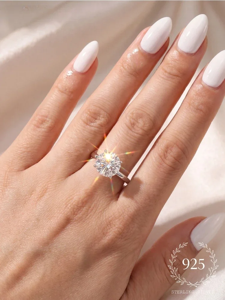 Shiny Luxury 1-3 Carats Round Zircon Ring For Women 925 Sterling Silver Engagement Wedding Gorgeous High Quality Fine Jewelry