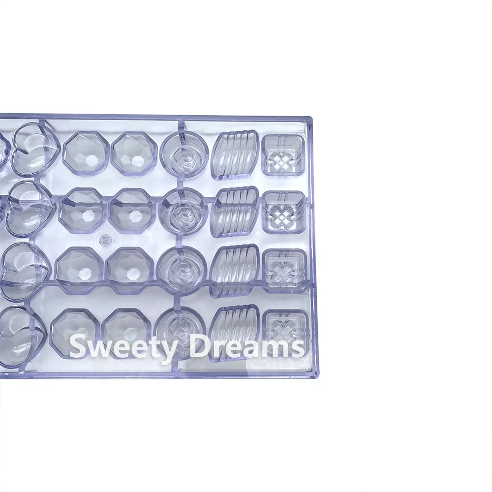 32 Cavity Polycarbonate Chocolate Mold Love Shape Mousse Cake Mould Form Tray Baking Sweets Pastry Confectionery Tools