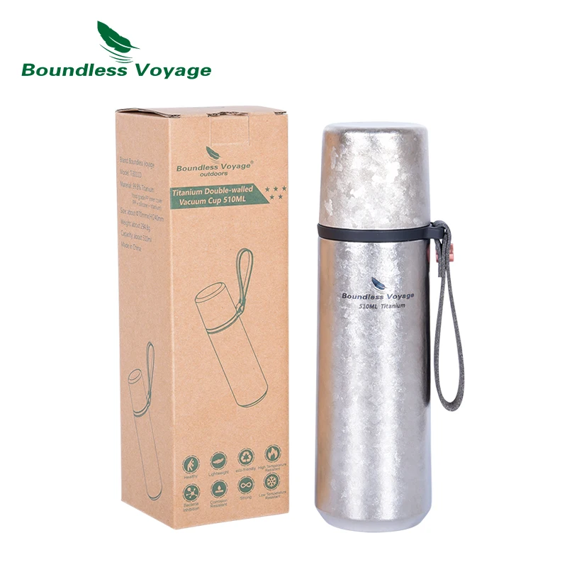 Boundless Voyage Titanium Vacuum Thermos Outdoor Portable Water Tea Coffee Beverage Hot Cold fixing Bottle