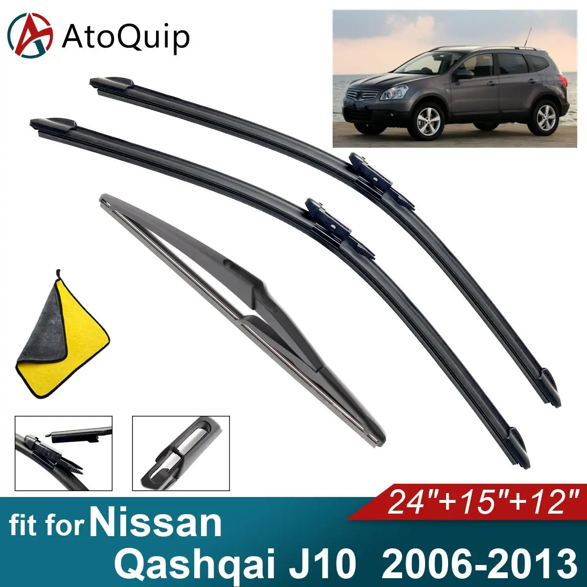 Car Windshield Wiper Blades Fit For Nissan Qashqai J10 Rear Wiper Blades Soft Rubber Auto Front Windscreen