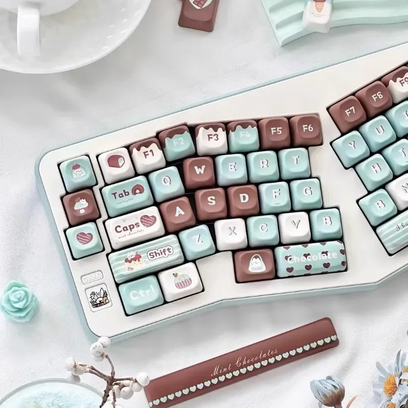 Imagem -02 - Conjunto de Teclas de Chocolate com Hortelã e Perfil Soa 152 Teclas Pbt Sublimação de Tinta de Lados Ajuste 61108 Teclas Personalizadas para Teclado Mecânico