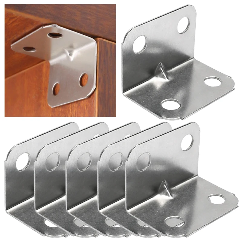 60Pcs L-shaped Iron Corner Bracket with Screw Table Chair Cabinet Cabinet Fixed Connectors Furniture Hardware Accessories