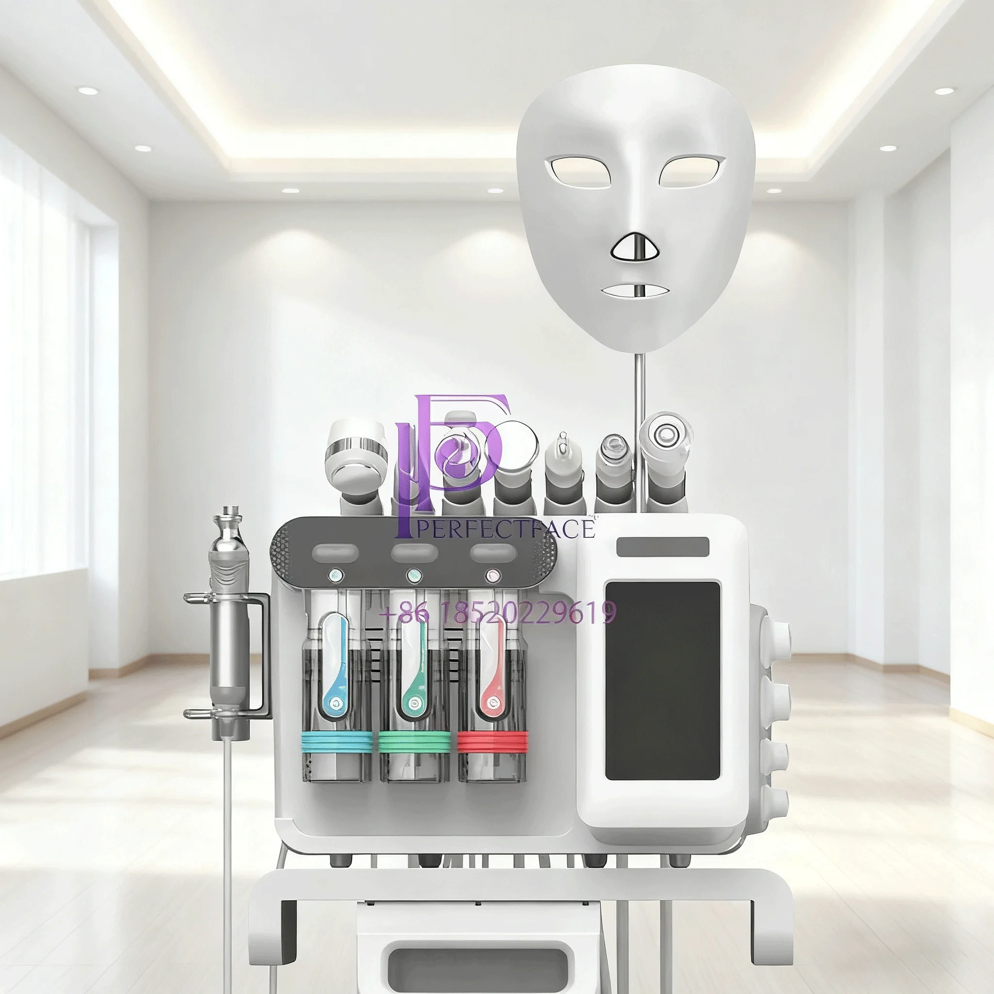 10-in-1 huidverzorgingshulpmiddel |   Diamantmicrodermabrasie en ultrasoon |   Waterpoets Airbrush Thermische Hamer + Fototherapie voor Gezicht