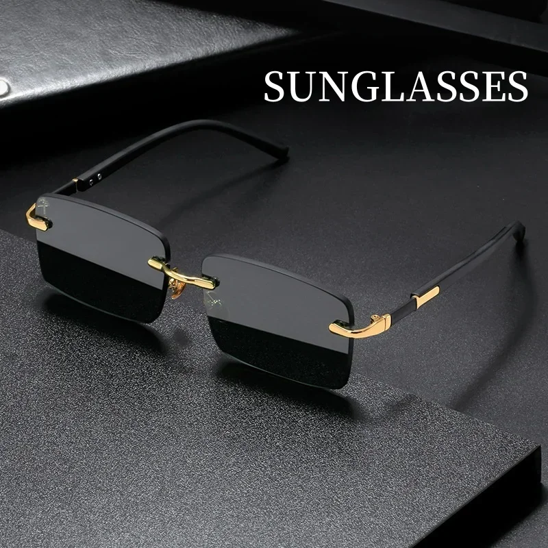 

Rimless Square Frame Eyeglasses Goggle High Definition Sunglasses for Men Ladies Blue Light Blocking Eye Protection Eyewear