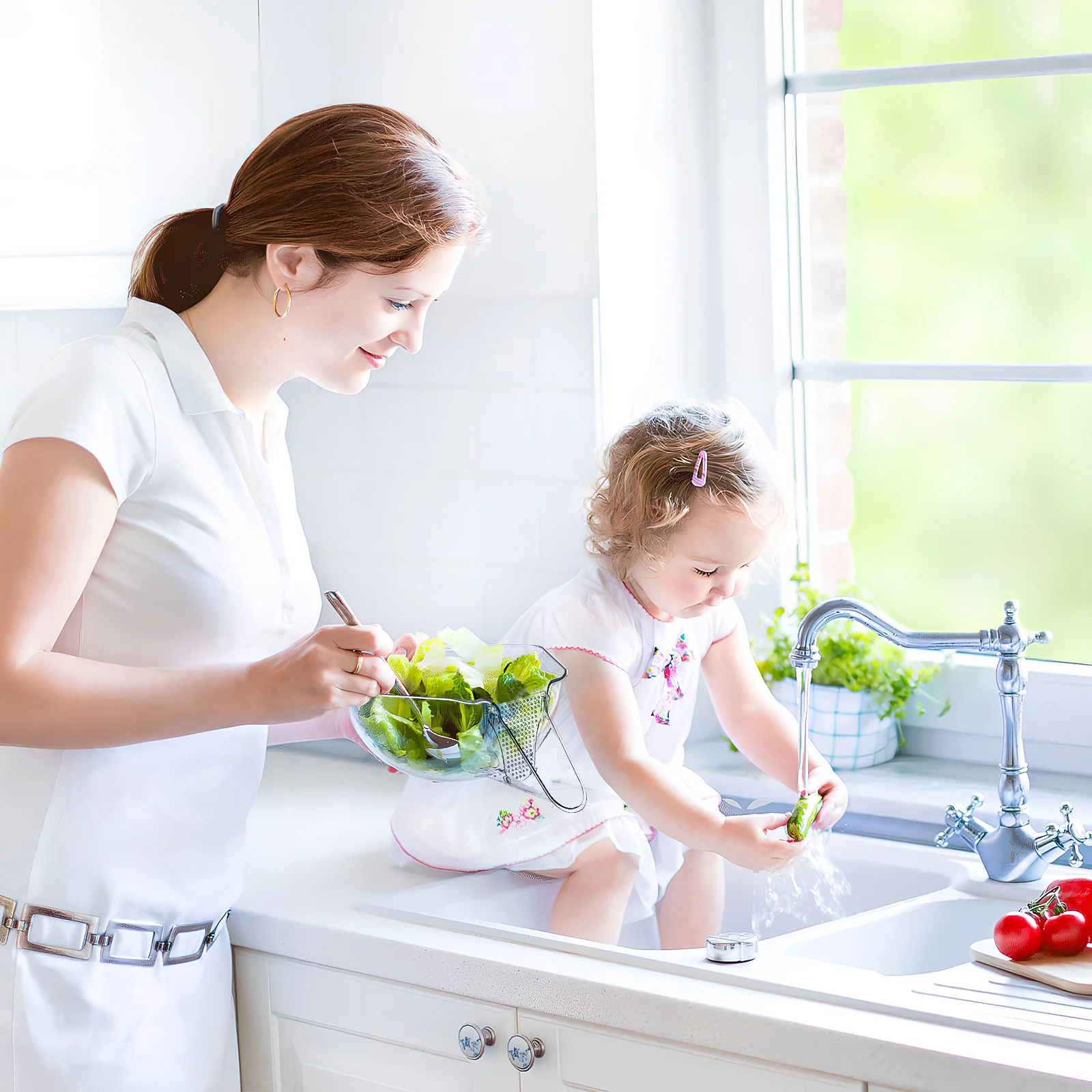 

Drain Basket with Spout Rice Washer Multifunctional Fruit and Vegetable Wash Convenient Simple to Rinse Kitchen