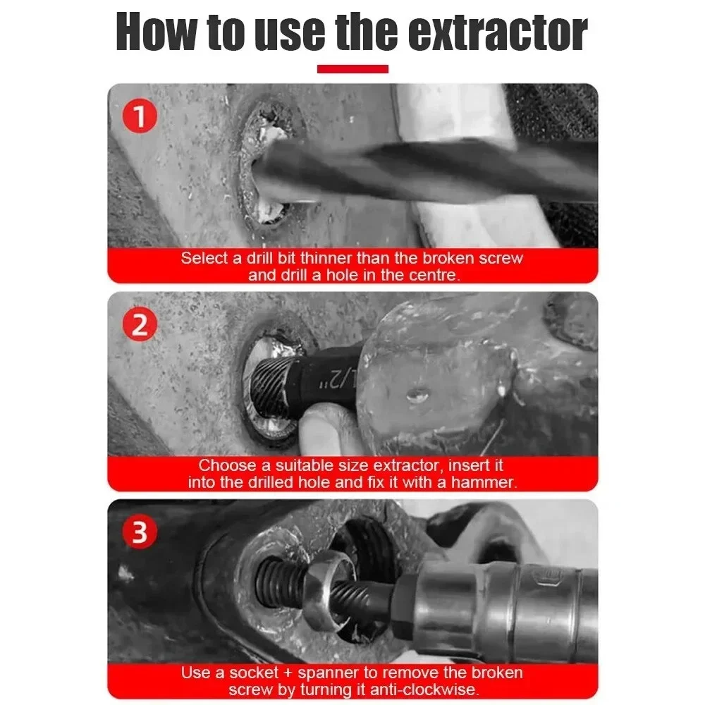 10-piece set Screw and Nut Extractor, Broken Screw Extractor, Hex Bolt Removal Tool Broken Head Screw, Screw Tool