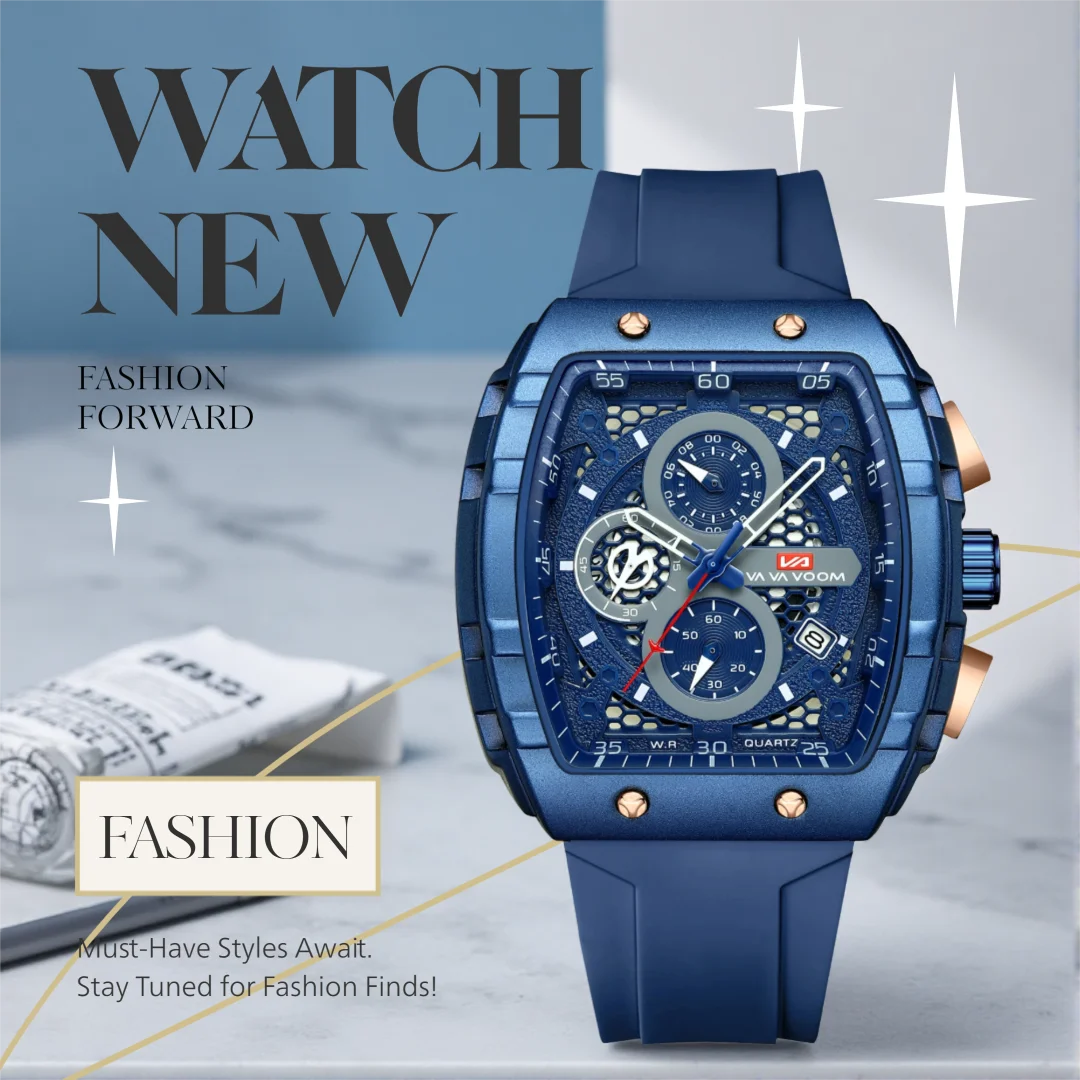 VA VA VOOM Brand Multifunctional Watch Men Watch Fashion Silicone Timing Clock Waterproof Sports Military Watch Quartz Men Watch