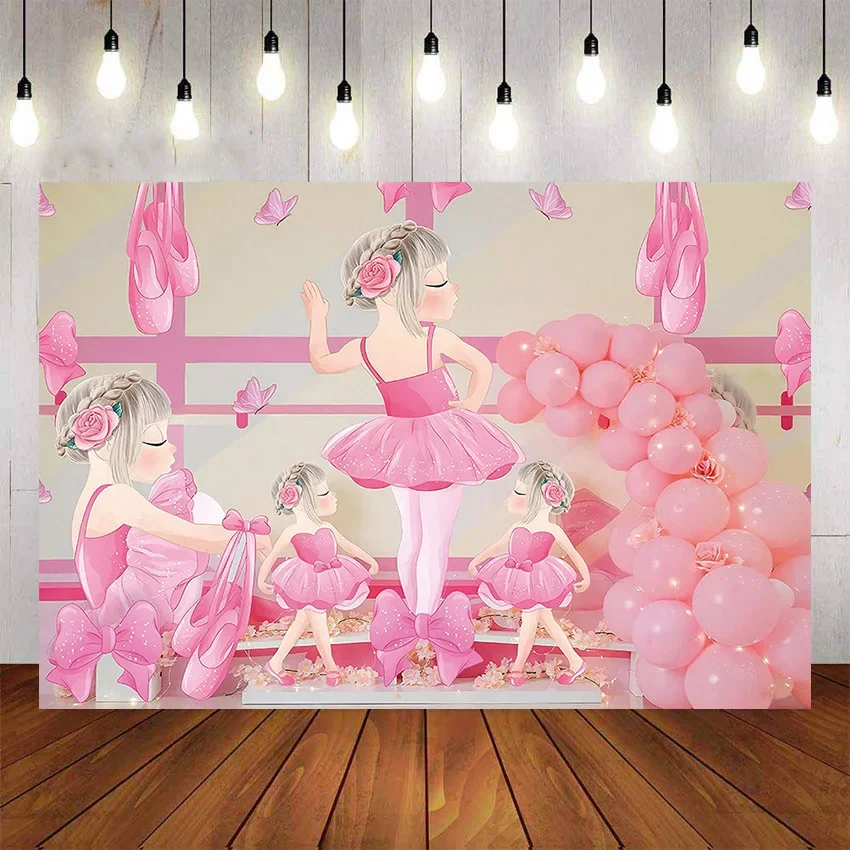 

7X5 футов розовая Золотая балерина танцор девочка в тренажерном зале с днем рождения пачка ребенок пользовательский фото студия фон винил 220 см X 150 см