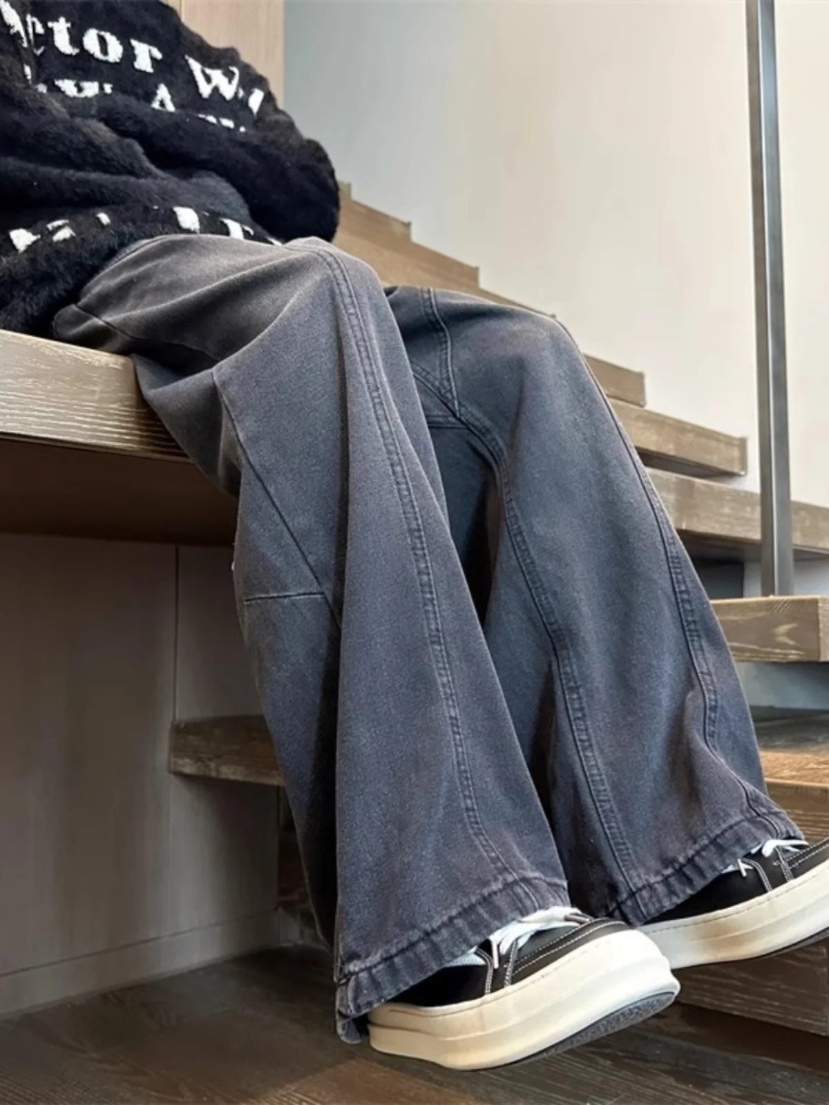 

plus Size 300 Pou Retro Vibe Men's Jeans Summer High Street Casual American Straight Leg Wide Leg Trendy Brand Ins