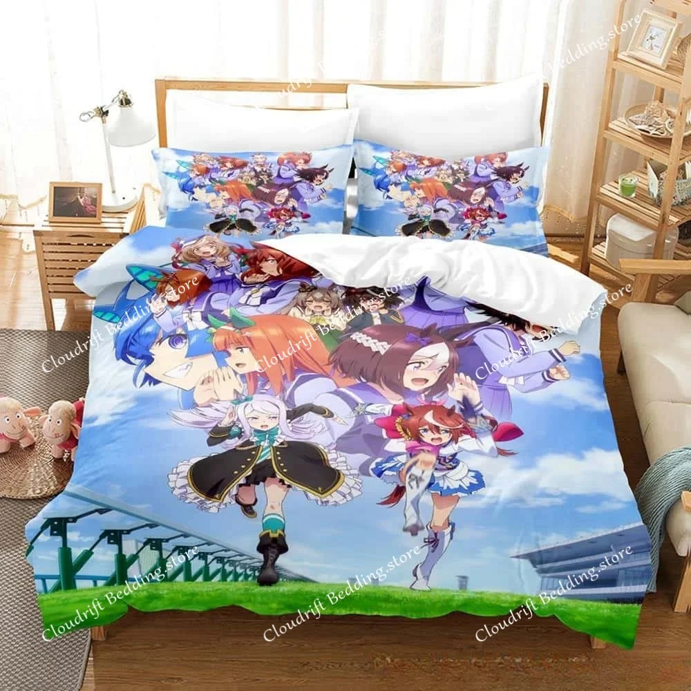 3D Kawii Girls Uma Musume Pretty Derby Bedding Set Single Twin Full Queen King Size Bed Set Adult Kid Bedroom Duvetcover Sets