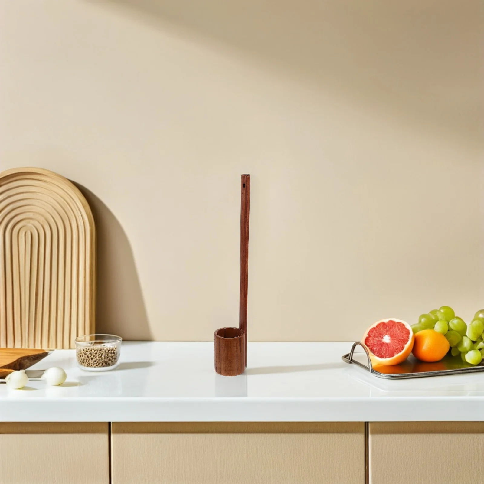 

2pcs Wooden Wine Dipper Ladle Measuring Scoop for Soy Sauce Beer Vintage Flat Bottom Long Handle Smooth Surface