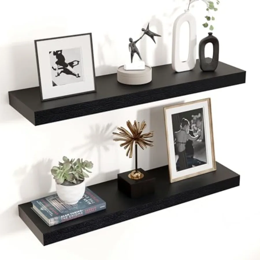 

Floating Wall Shelves 24W x 6.7D x 1.37H Engineered Wood with Invisible Brackets for Living Room Bedroom Bathroom Office Kitche