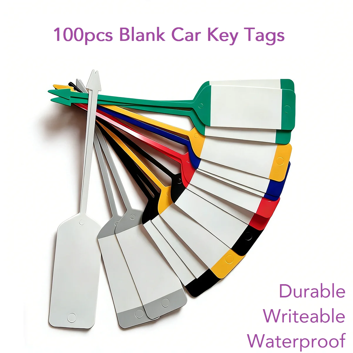 

100 шт. пустых брелоков для автомобильных ключей, водонепроницаемые, прочные, с возможностью записи - аксессуары для автосервиса (12 цветов) для механиков и владельцев автомобилей