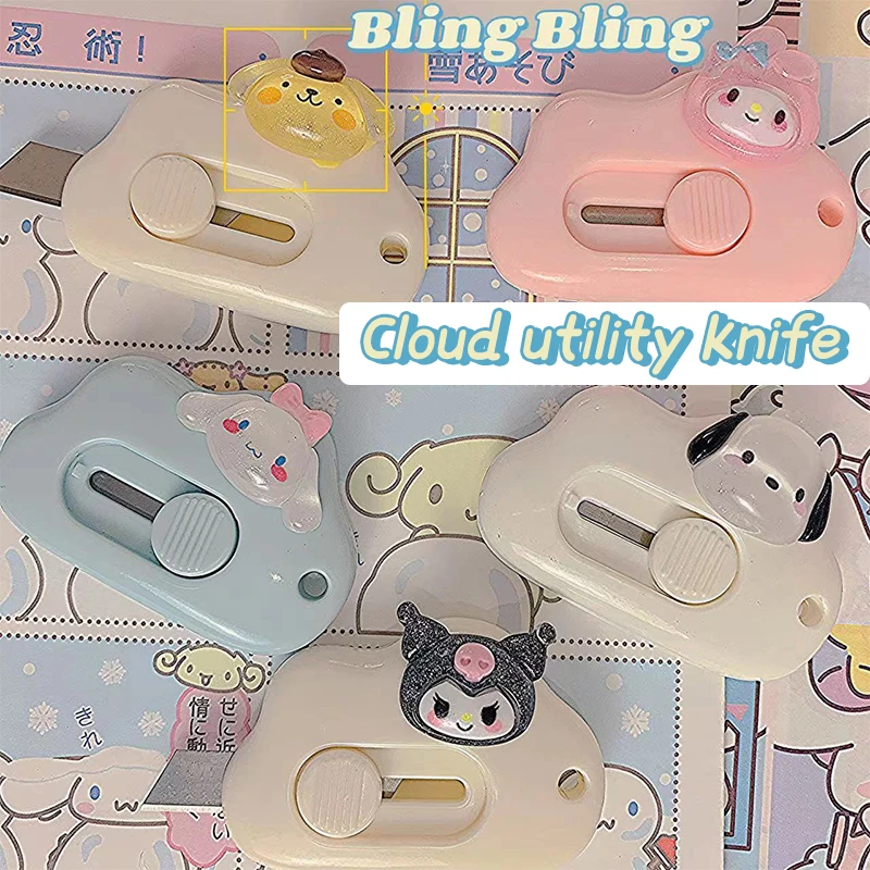 

Cute Portable Sanrio Utility Knifes Melody Cinnamoroll Cutting Paper Blade Pochacco Kuromi Paper Cutters Tool Office Stationery