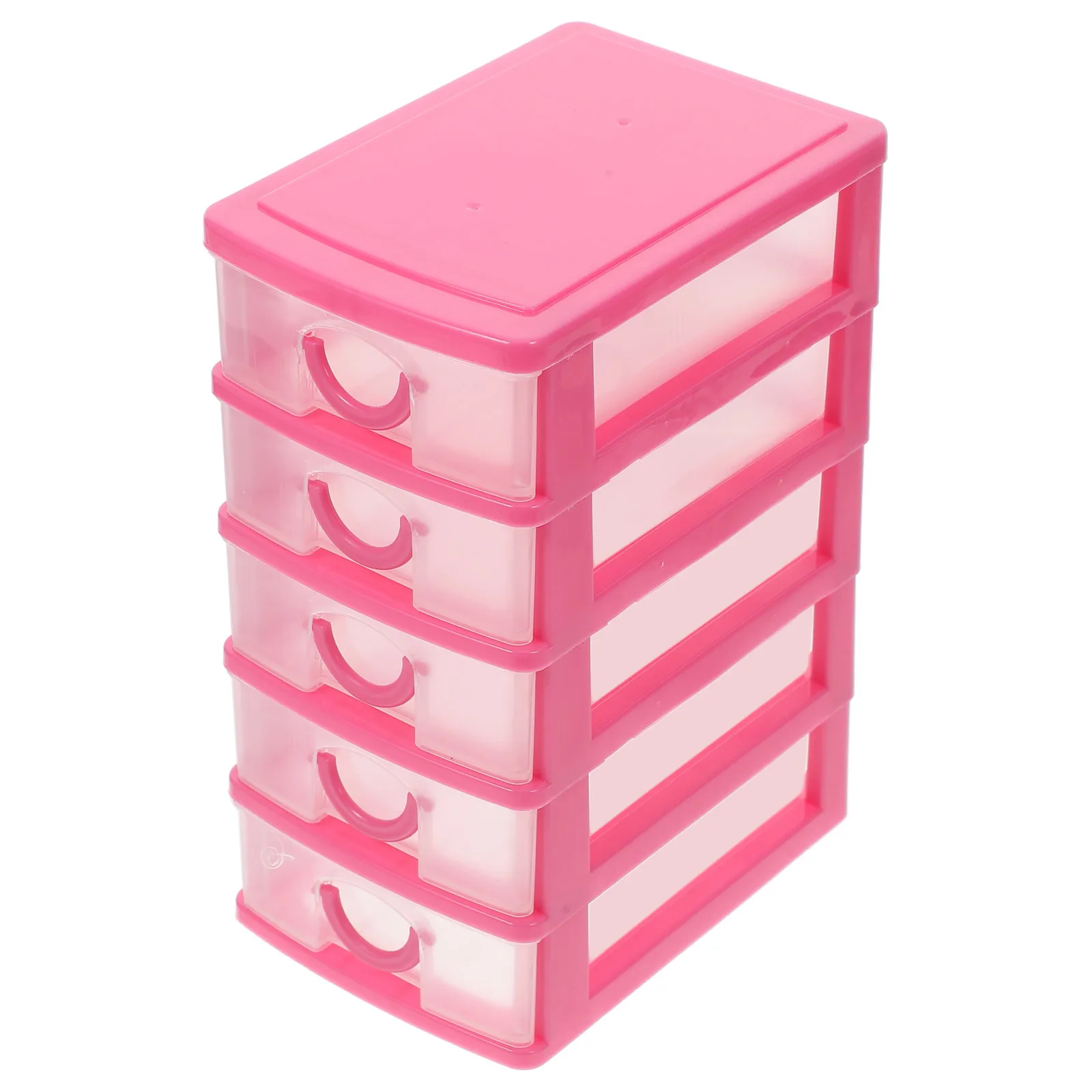 

Drawer Cabinet 5 Layers High Transparency Desktop Storage Organizer Pink Plastic Detachable Container Jewellery Vanity Office