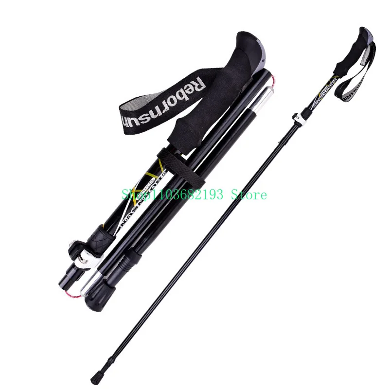 

Alpenstock Folding Aluminum Alloy Five-Section Ultra-Light Retractable Outdoor Ultra-Short Off-Road Walking Walking Stick