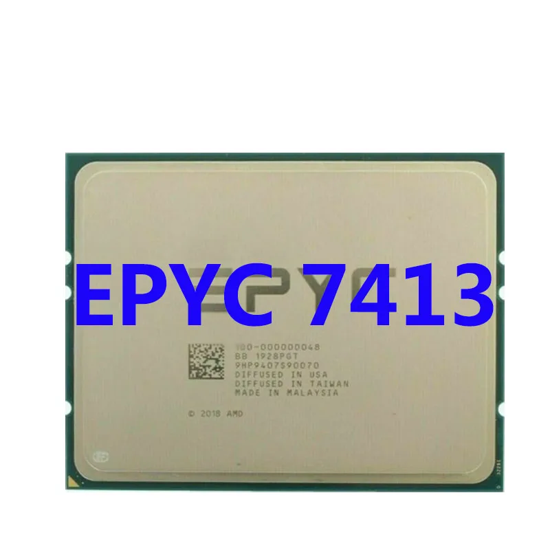 7413 EPYC CPU Processor 24C/48T 2.65GHZ/3.6gHZ 128MB 180W 24-Cores 48-Threads SP3 Work for Server Motherboard 1P/2P DDR4-3200Mhz