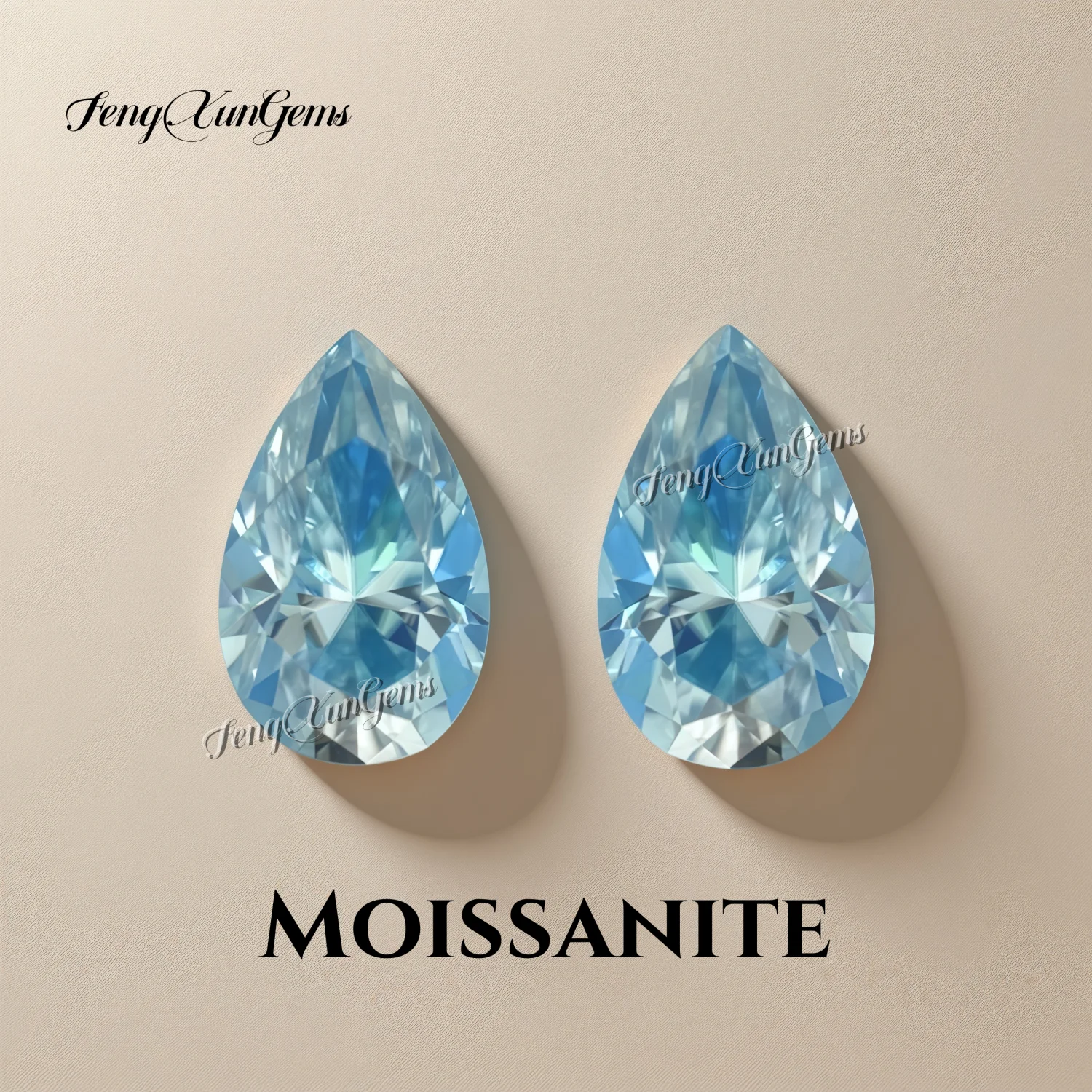 

Pear Loose Moissanite Stone Sea Blue 0.35~5.0ct Lab Grown Gems For Jewelry Inlay Pass Test With GRA Certificate
