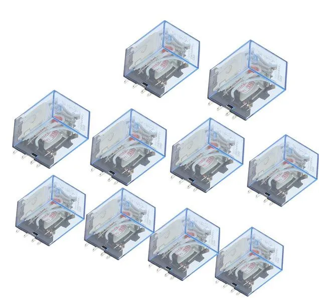 10pcs Power Relay 2 ON 2 OFF 24V 8 Pin Coil Copper Coil DC DPDT Strong Conductivity 10A MY2N-J Silver Contacts
