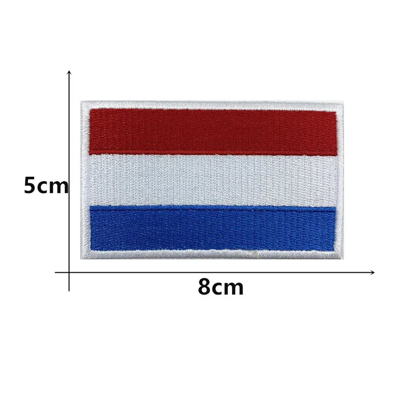 1PC Dutch Flag Netherlands Patches Armband Embroidered Patch Hook And Loop Iron On Embroidery  Badge Military Stripe