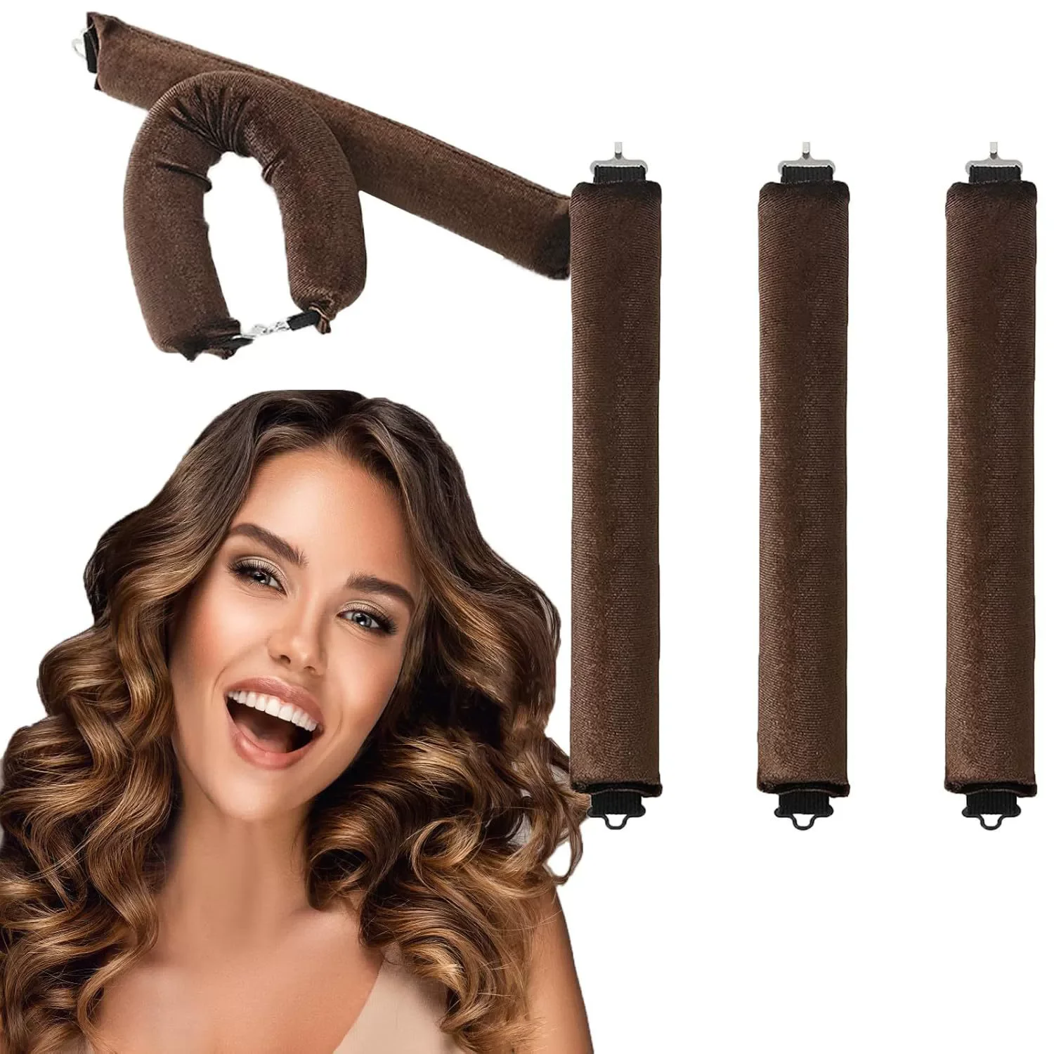 5Pcs Heatless Hair Curlers Velvet Curling Rods Overnight Sleep Hair Rollers No Heat Lazy Wave Hair Styling Tools for Long Hair image 4