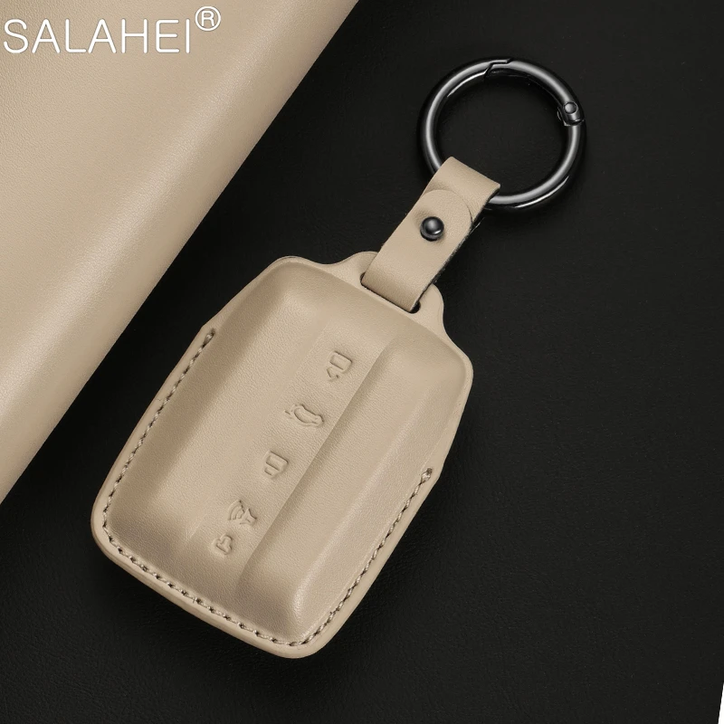 

Leather Car Key Case Cover Shell Holder Protector Bag For 2021 Tank 300 Tank 500 Keyless Shell Ring Keychain Styling Accessories