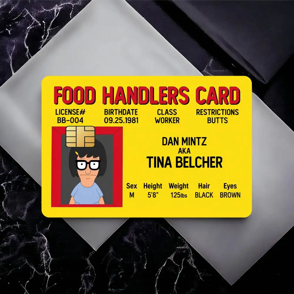 B-Bobs Burgers Food Handlers Bank Card Sticker Film Tape Skin For Credit Card Debit Card Waterproof Stickers