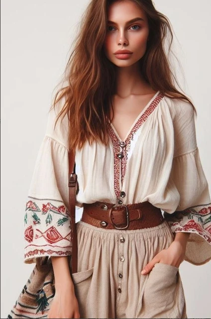 Print Long Sleeves Women's Blouse Sexy Deep V-Neck Elegant Summer Shirts 2026 Female Ethnic Niche Chic Loose Blouses 2026