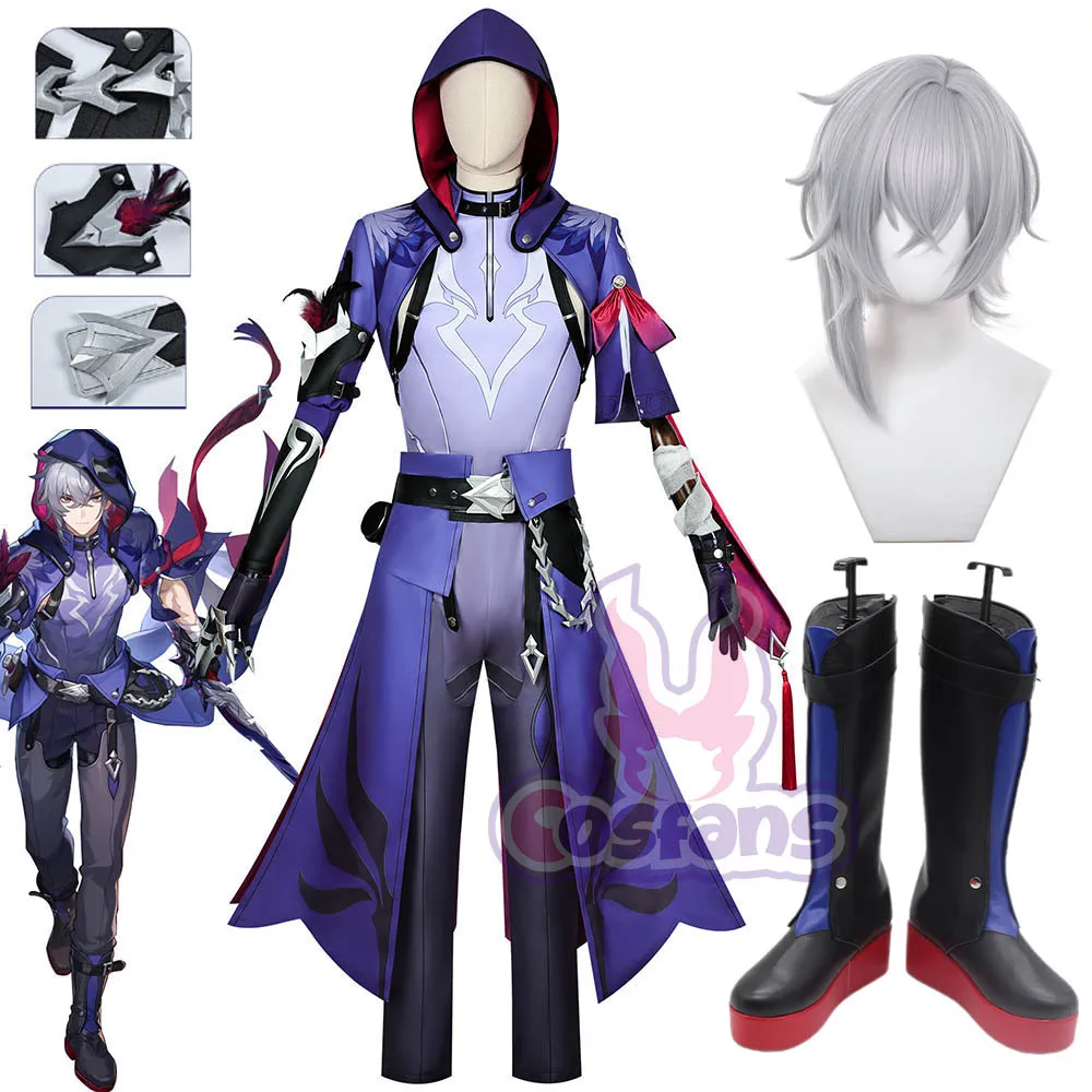 

Honkai Star Rail Moze Cosplay Costume Hair Battle Uniform Wig Suit for Role Play Halloween Carnival Party Outift for Men Shoe