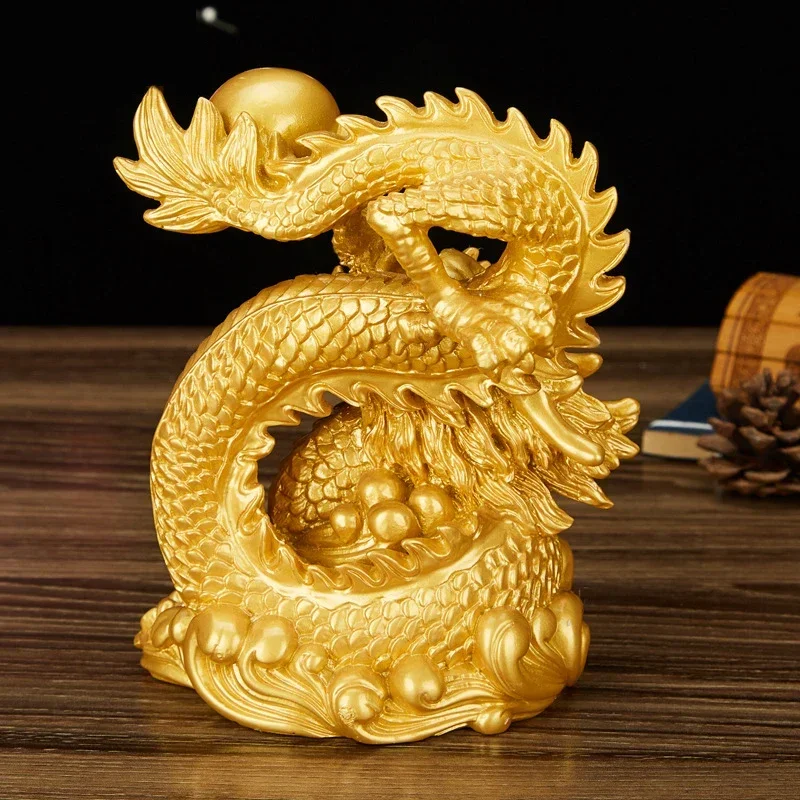 MOYU Chinese Mascot Tamron Ornaments Resin Lucky Dragon Sculpture Statue Home Decor Accessories Gift