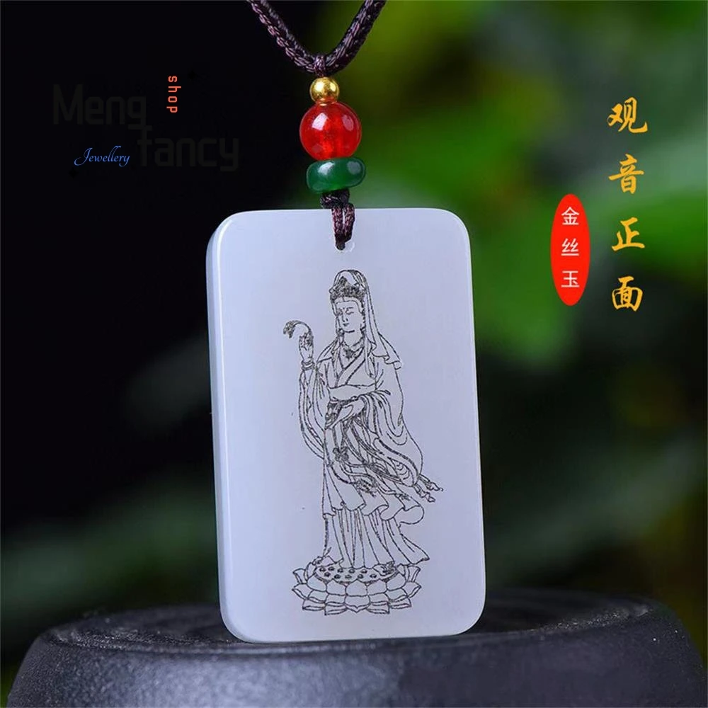 

Natural Gold Filigree Jade Guanyin Heart Sutra Buddha Pendant Simple Exquisite Best Selling Fashion Luxury Jewelry Holiday Gifts