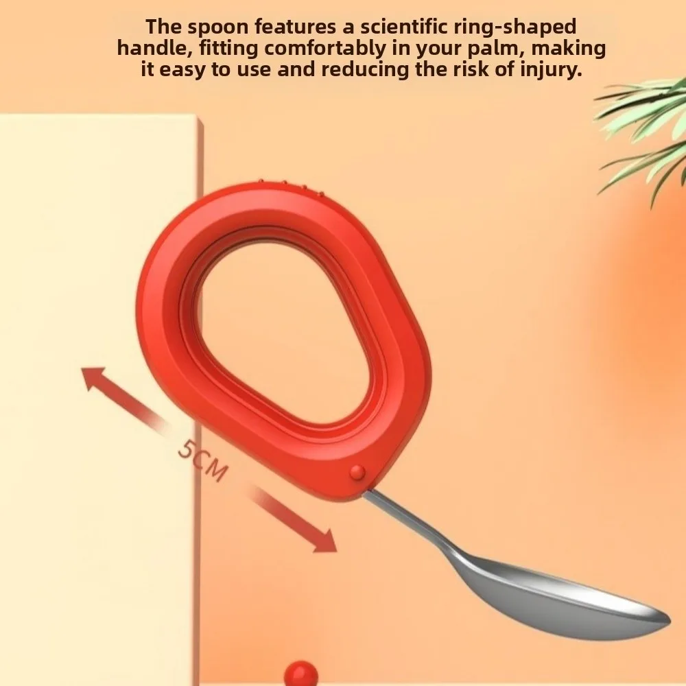 Silicone Handle Baby Silicone Spoon Set Anti-slip BPA Free Auxiliary Food Forks Anti-Choke Design Easy Grip Toddler Cutlery Kit