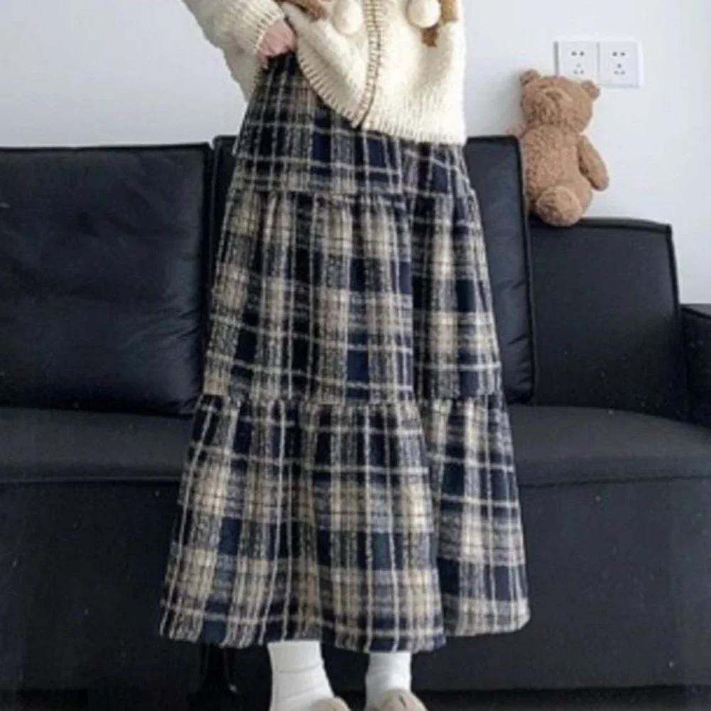 تنورة عالية الخصر عصرية يومية، تنورة منقوشة عالية الخصر، تنورة للنادي، ملابس يومية، نمط شبكي بخصر مطاطي