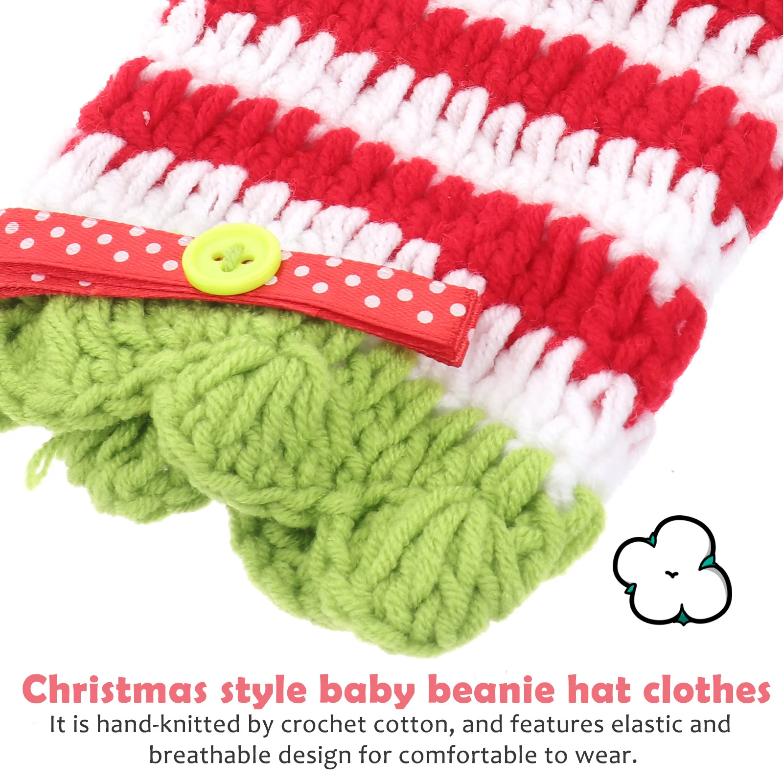 

Baby Girl Boy Christmas Handmade Crochet Hat 0-3 Months Comfortable Breathable Newborn Photo Props Baby Photo Props