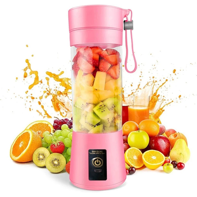 The New Portable Blender Mini Blender for Shakes and Smoothies Rechargeable USB 380Ml Traveling Fruit Juicer Cup with 6 Blades