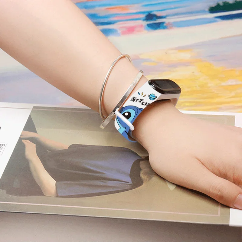 Disney Stitch Watch Strap for Xiaomi Mi Band 7 6 5 4 3 Wristband Silicone Replacement Bracelet Wrist Straps Watch Accessories