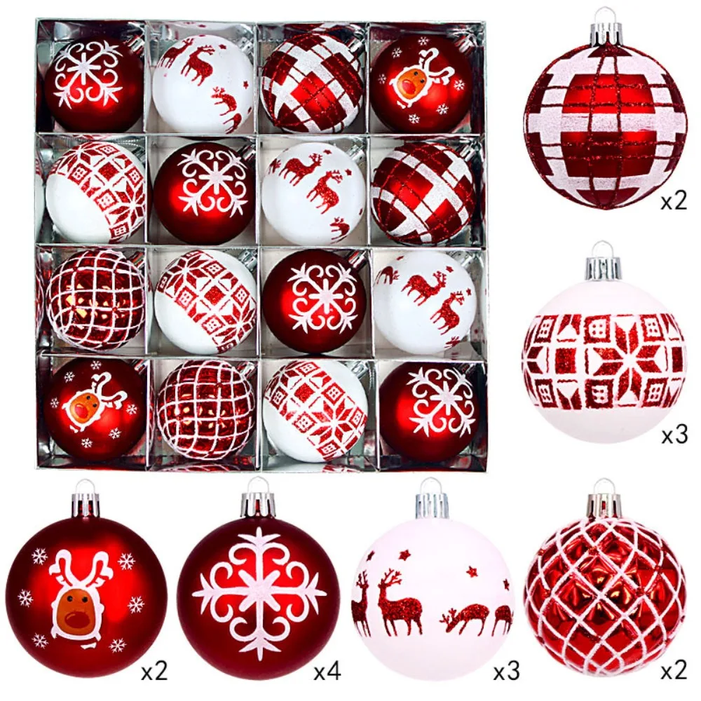 

16PCS High-quality Plastic Christmas Ball Set Multicolor Suspensable Decorative Christmas Tree Balls 6cm Xmas Baubles Party